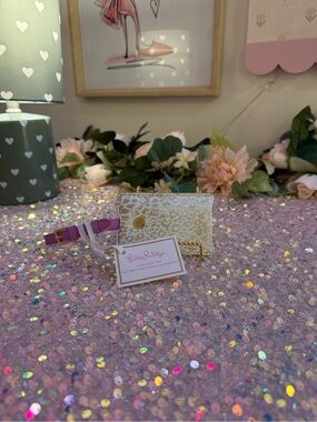 Lilly Pulitzer Luggage Tag in 'Gold Metallic Pattern Play’ - NWT